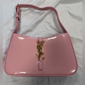 YSL Pink Patent Leather Hobo Bag